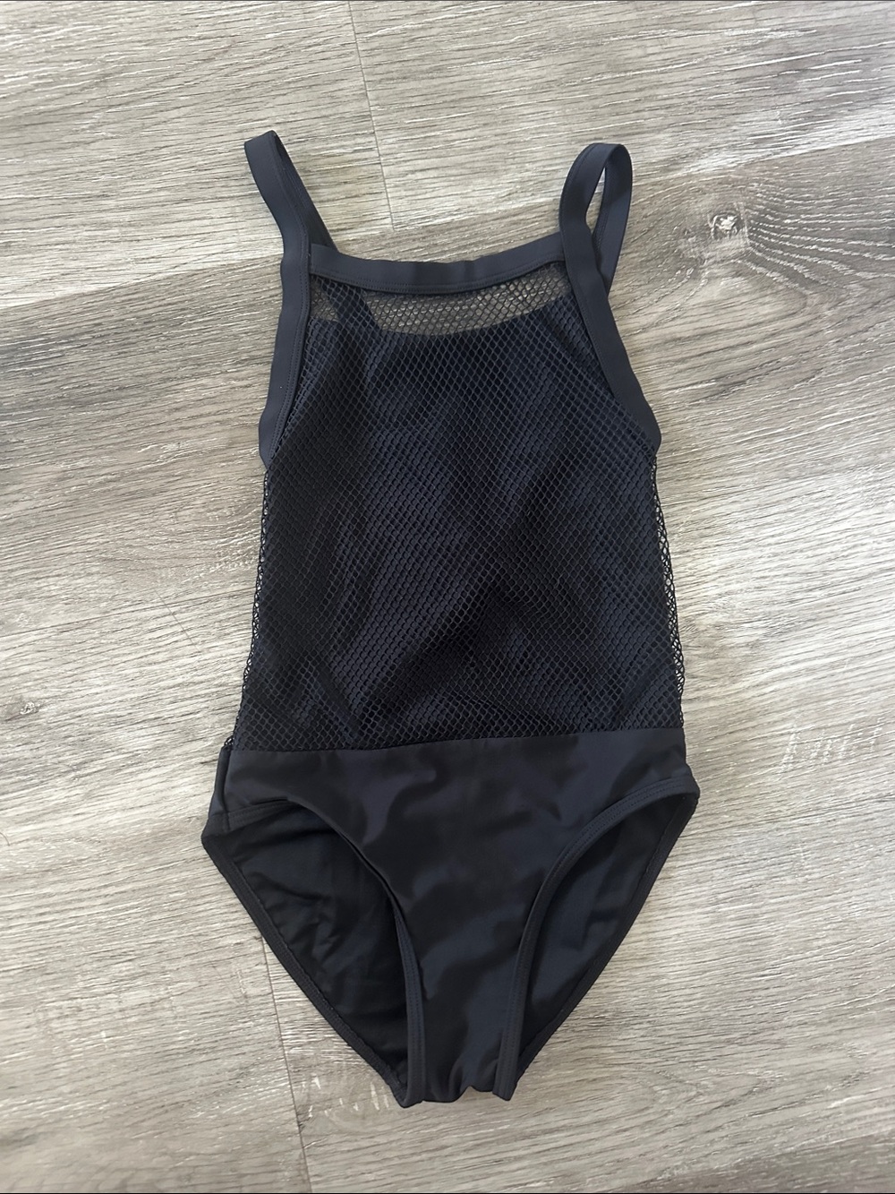 Girls Zella Black Mesh Dance Leotard Size 8